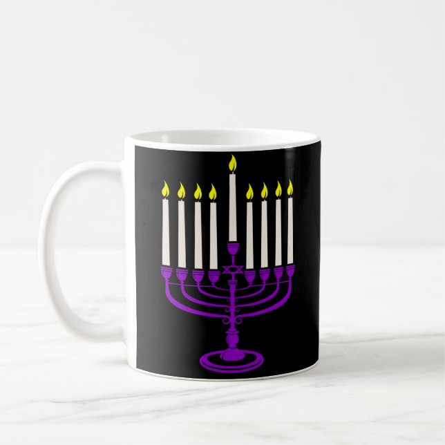 lila menorah hanukkah kaffemugg (Vänster)