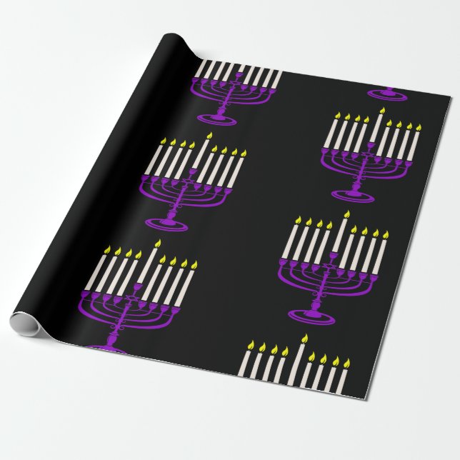 lila menorah hanukkah presentpapper (Utrullad)