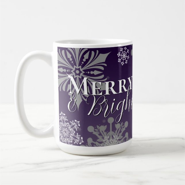 Lila Merry och Bright Snöflingor jul Kaffemugg (Vänster)