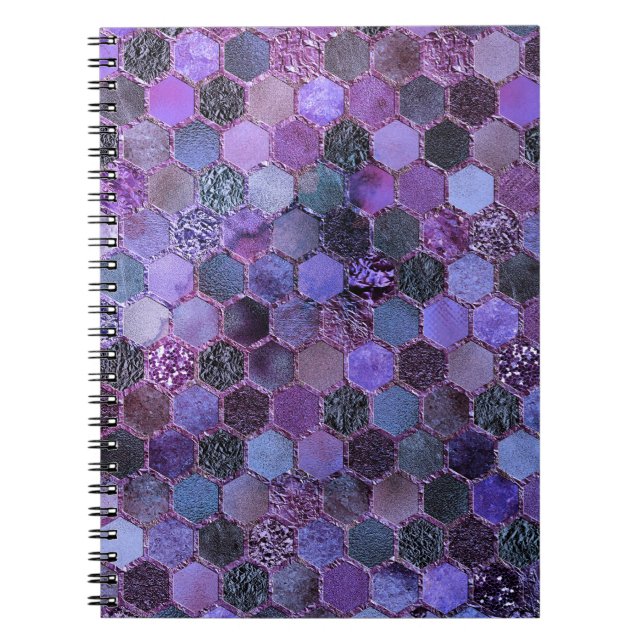 Lila Metall Foil Glitter honeycomb mönster Anteckningsbok (Framsidan)