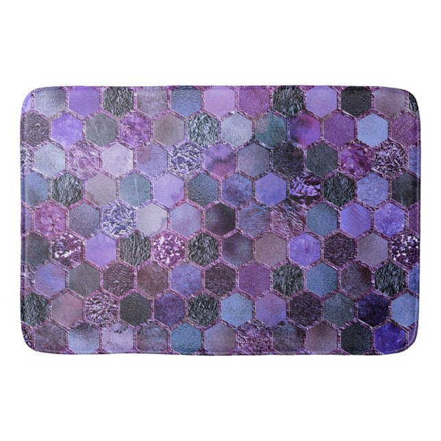 Lila Metall Foil Glitter honeycomb mönster Badrumsmatta (Framsidan)