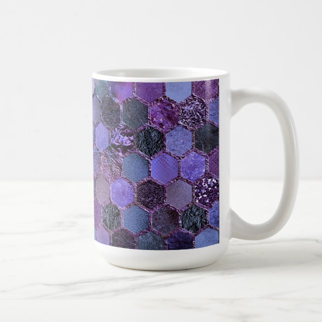 Lila Metall Foil Glitter honeycomb mönster Kaffemugg (Höger)