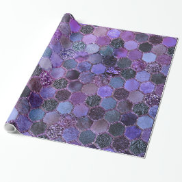 Lila Metall Foil Glitter honeycomb mönster Presentpapper