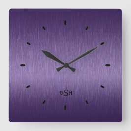 Lila Metalldesign Brushed Steel-utseende Fyrkantig Klocka