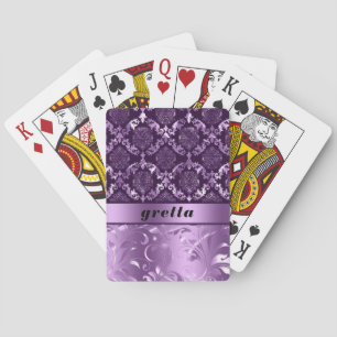 Lila, metallhaltig damm i blommigten struktur mono casinokort