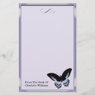 Lila Metallic Butterfly Brevpapper
