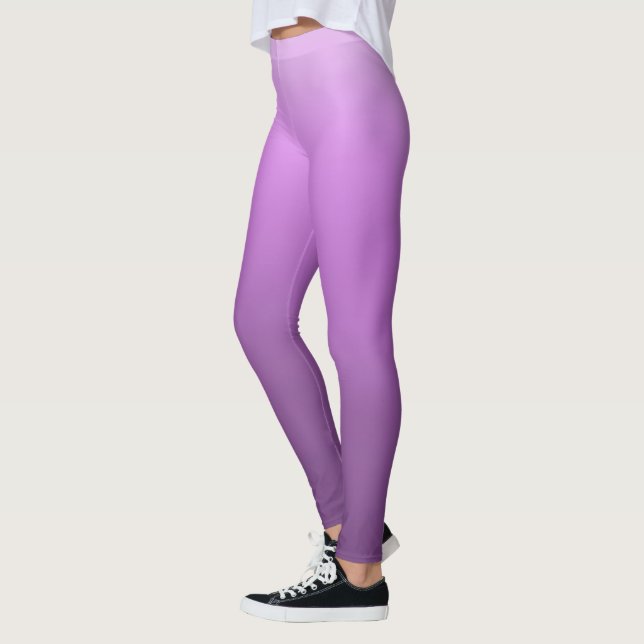 Lila Metallic Faux Foil Gradient eller Ombre Leggings (Vänster)