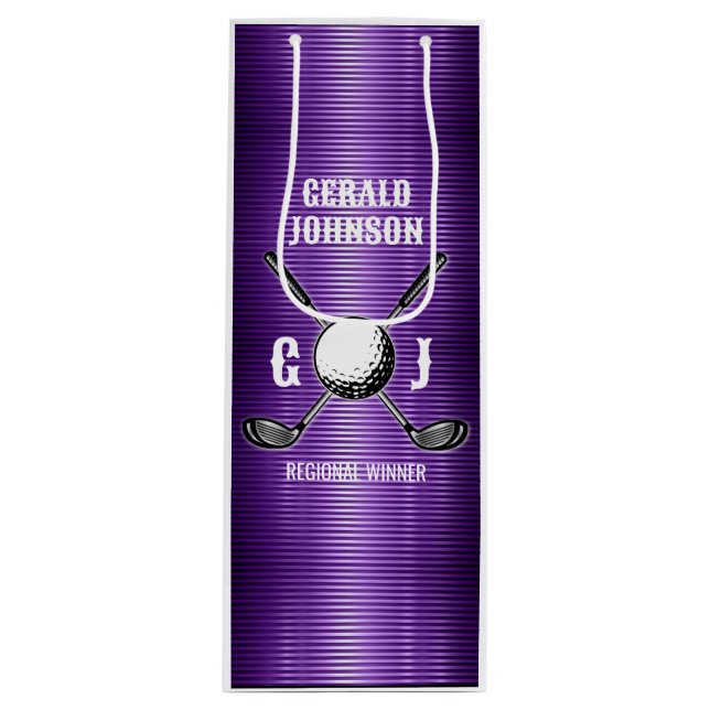 Lila Metallic Linjer Golf Monogram Design (Framsidan)