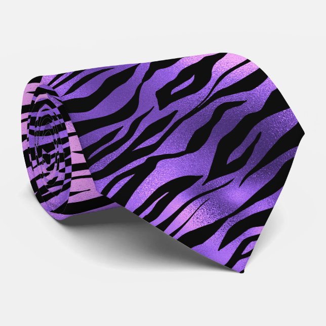 Lila Metallisk tigger Rand Päls Slips (Rullad)