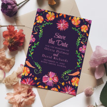 Lila mexikansk blomsterfiesta Spara datumet