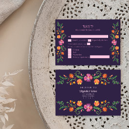 Lila mexikansk blomsterfirande bröllops-svarskort tack kort