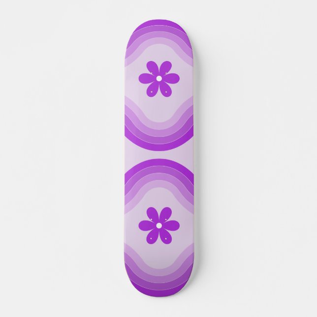 Lila Mid Century Modern Blommigt Rainbow Abstrakt Mini Skateboard Bräda 18,5 Cm (Framsida)