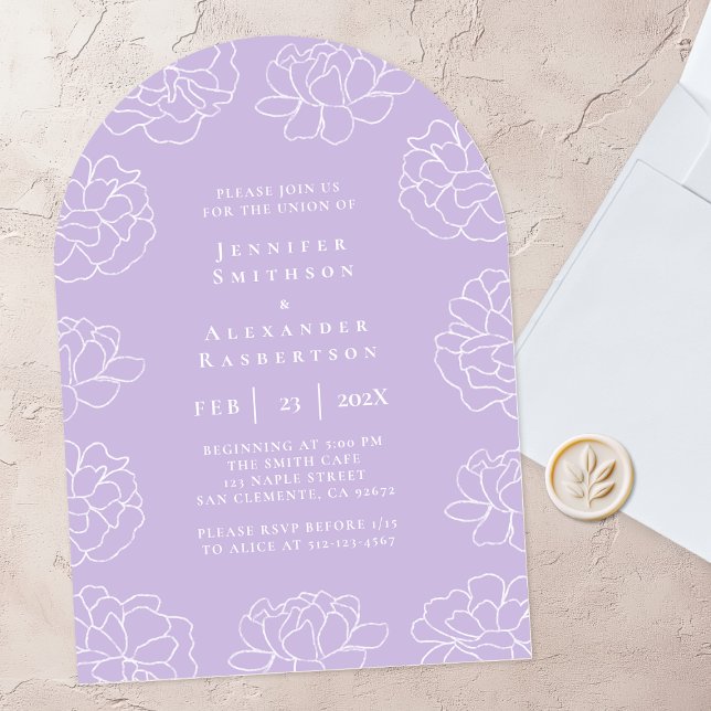 Lila minimal inbjudan till botaniskt bröllop (Skapare uppladdad)