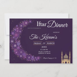 Lila Minimal Moske Ramadan Iftar-fest Inbjudan