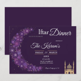 Lila Minimal Moske Ramadan Iftar-fest Inbjudan