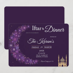 Lila Minimal Moské Ramadan Iftar-fest Inbjudningar
