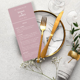 Lila minimalist ampersand bröllop elegant meny