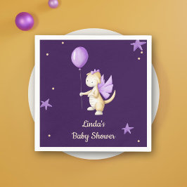 Lila Minimalist Baby Dragon Girl Baby Shower Pappersservett