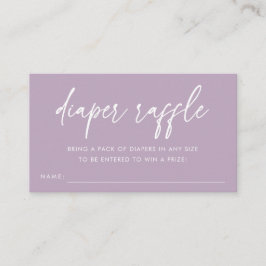 Lila Minimalist Blöja Lotteri Baby Shower Tilläggskort