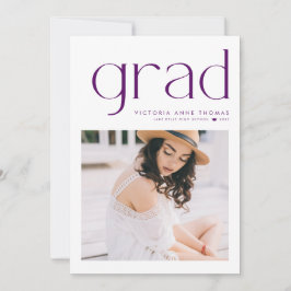 Lila minimalist typografi foto examensfirande meddelande