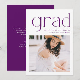 Lila minimalist typografi foto examensfirande meddelande