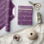 Lila Minimalistisk Anpassningsbar-skript, textfall Presentpapper<br><div class="desc">Snyggt Lila Minimalistisk Anpassningsbar Skripttext Snöfall radbrytning Papper</div>