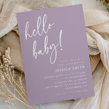 Lila Minimalistisk Boho Hej Bebis Baby Shower