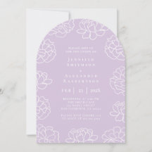 Lila Minimalistisk Botanisk Bröllopsinbjudan