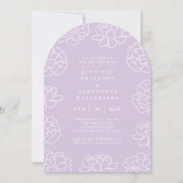 Lila Minimalistisk Botanisk Bröllopsinbjudan Inbjudningar