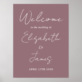 Lila minimalistisk bröllopsskylt med elegant skriv poster