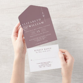 Lila minimalistisk elegant monogram bröllop
