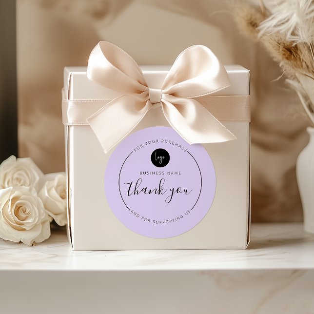 Lila Minimalistisk estetisk Tack Runt Klistermärke (Purple Minimalist Aesthetic Thank You Circle Classic Round Sticker)