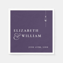 Lila minimalistisk modern monogram bröllop pappersservett