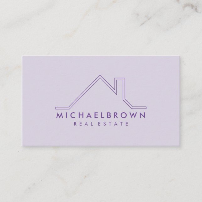 Lila minimalistisk modernt hus tak fastighetsmäkla visitkort (Framsida)