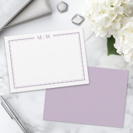 Lila minimalistisk monogram anteckningskort