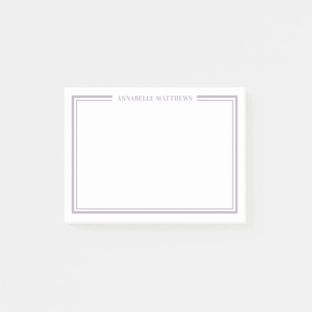 Lila minimalistisk monogram post-it block (Framsida)