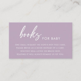 Lila minimalistiska böcker för baby shower-kort tilläggskort