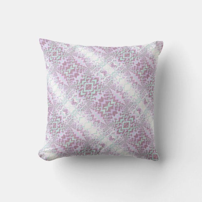 Lila Mint Diagonal Mönster Modern Kudde (Framsida)