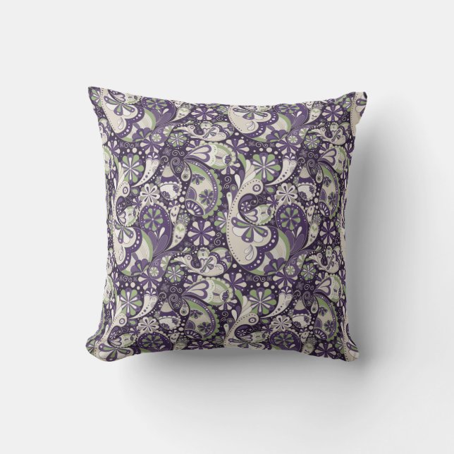 Lila Mint Paisley Pillow Kudde (Framsida)