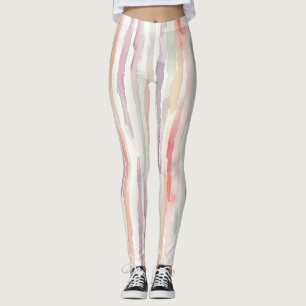 Lila Mint Persika Ros Randigt Leggings