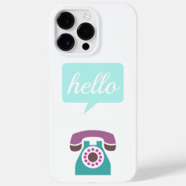 Lila Mint Retro Telefon Hej Typography Quote