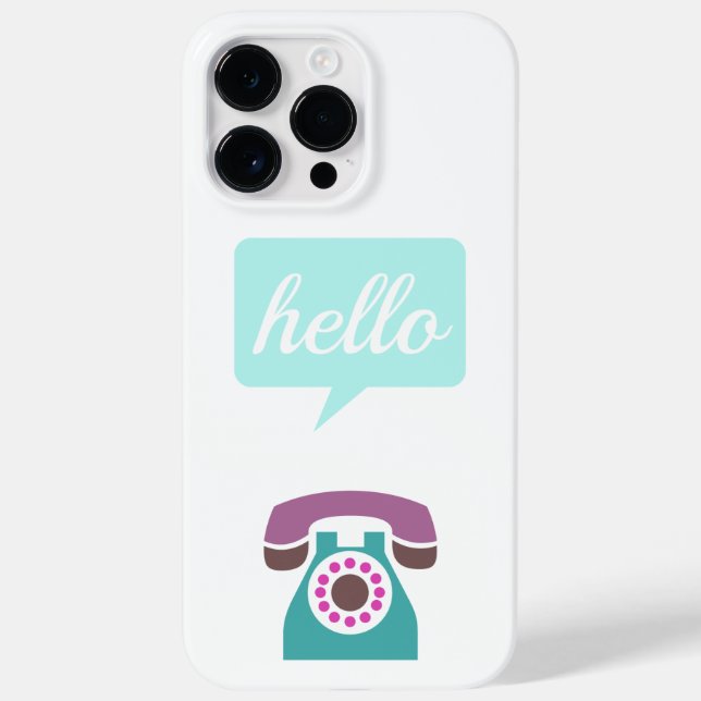 Lila Mint Retro Telefon Hej Typography Quote (Baksida)