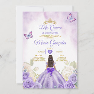 Lila Mis Quince Lavender 15 Anos Silver Krona Inbjudningar