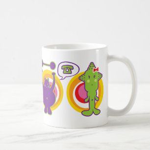 Lila & Miss Grönt Cute Tecknade figurer Kaffemugg
