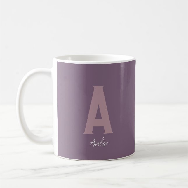 Lila Mist Anpassningsbar Monogram Kaffemugg (Vänster)