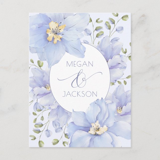 Lila mjuk blomma blommar bröllop vykort (Framsida)