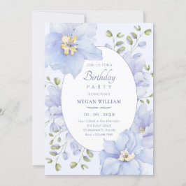 Lila mjuk blomningsblomma födelsedag inbjudningar