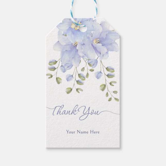 Lila mjuk blomsblomma presentetikett (Framsidan)