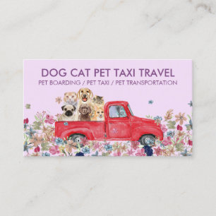 Lila mobil veterinärvård akvarell hund visitkort