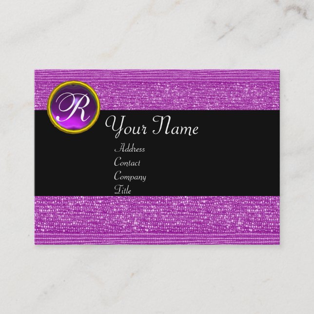 LILA MODE PÄRLOR AMETHYST GEM MONOGRAM VISITKORT (Framsida)